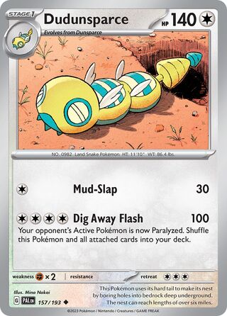 Dudunsparce - Paldea Evolved - 157/193 - Non Holo - Near Mint - Uncommon - #982