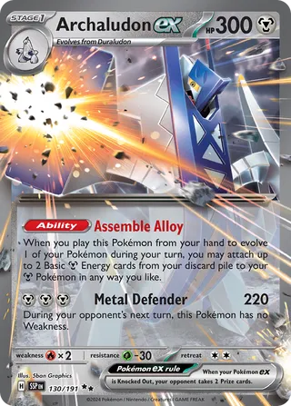 Archaludon EX - Surging Sparks - 130/191 - Holo - Near Mint - Double Rare - #1018