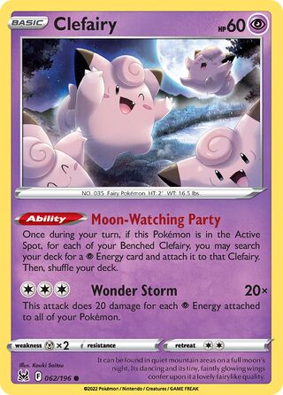 Clefairy - Lost Origin - 062/196 - Non Holo - Near Mint - Common - #035