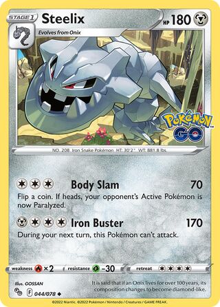 Steelix - Pokémon GO - 044/078 - Non Holo - Near Mint - Uncommon - #208