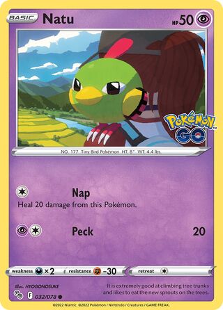 Natu - Pokémon GO - 032/078 - Non Holo - Near Mint - Common - #177