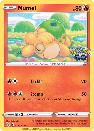 Numel - Pokémon GO - 013/078 - Non Holo - Near Mint - Common - #322