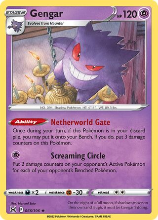 Gengar - Lost Origin - 066/196 - Holo - Near Mint - Rare Holo - #094