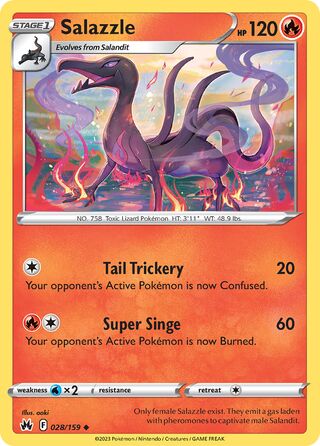 Salazzle - Crown Zenith - 028/159 - Non Holo - Near Mint - Uncommon - #758