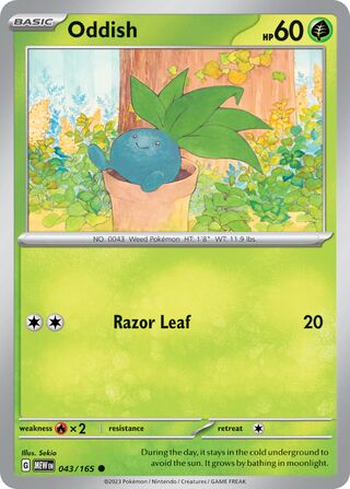 Oddish - 151 - 043/165 - Non Holo - Near Mint - Common - #043