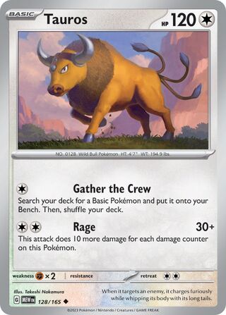 Tauros - 151 - 128/165 - Non Holo - Near Mint - Uncommon - #128