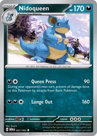 Nidoqueen - 151 - 031/165 - Non Holo - Near Mint - Uncommon - #031