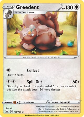 Greedent - Lost Origin - 151/196 - Non Holo - Near Mint - Rare - #820