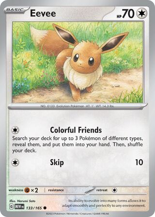 Eevee - 151 - 133/165 - Non Holo - Near Mint - Common - #133