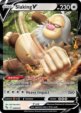 Slaking V - Pokémon GO - 058/078 - Full Art - Near Mint - Holo Rare V - #289