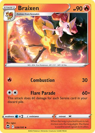 Braixen - Silver Tempest - 026/195 - Non Holo - Near Mint - Uncommon - #654