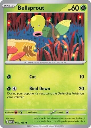 Bellsprout - 151 - 069/165 - Reverse Holo - Near Mint - Common - #069