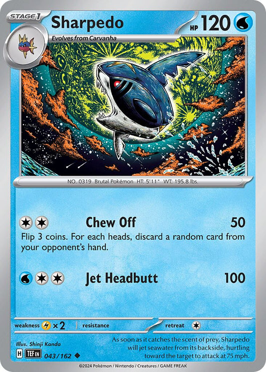 Sharpedo - Temporal Forces - 043/162 - Non Holo - Near Mint - Uncommon - #319