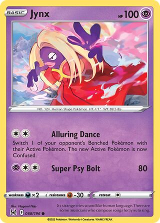 Jynx - Lost Origin - 068/196 - Non Holo - Near Mint - Common - #124