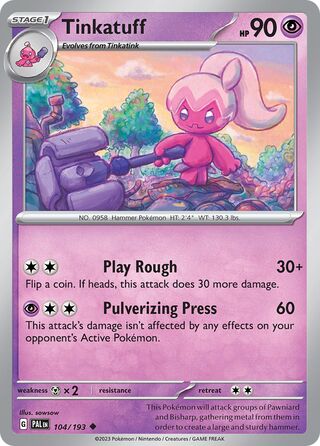 Tinkatuff - Paldea Evolved - 104/193 - Non Holo - Near Mint - Uncommon - #958