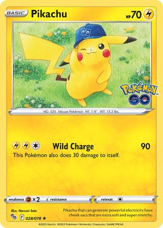 Pikachu - Pokémon GO - 028/078 - Holo - Near Mint - Rare Holo - #025