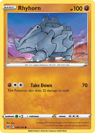 Rhyhorn - Lost Origin - 089/196 - Non Holo - Near Mint - Common - #111